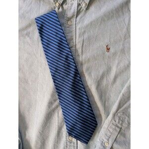 Lauren Ralph Lauren Men’s Neck Tie 100% Silk Made In USA Blue Striped 57” X 4”
